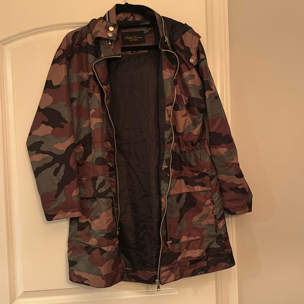 Camo Jacket with Hood, Deep Pockets, & Drawstring Waist - Picture 4 of 8
